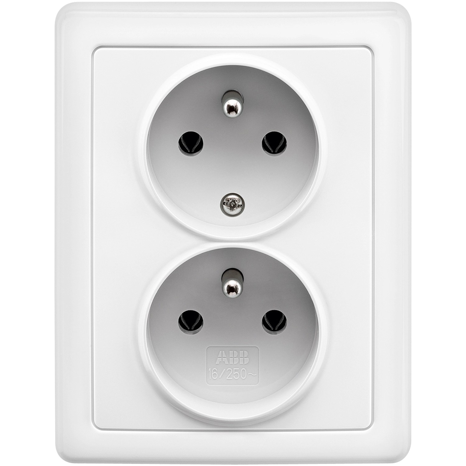 ABB Dvojitá zásuvka 2P + PE SWING, 16 A - 250 V, bílá