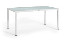 Lechuza Zahradní jídelní stůl se skleněnou deskou, bílá, 160 x 90 cm