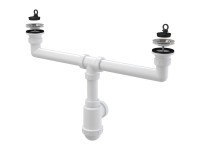 Alcadrain Sifon pro dvoudřez s nerezovými mřížkami DN70