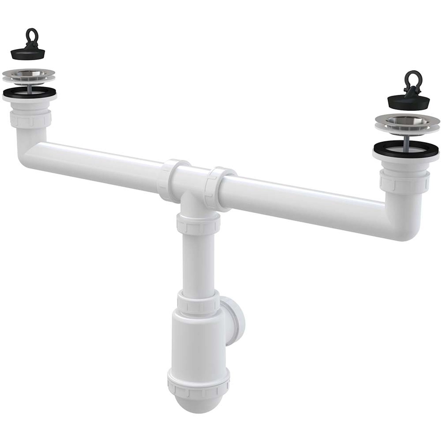 Sifon dřezový Alca A449 DN 50/40 pro dvoudřez s nerezovou mřížk