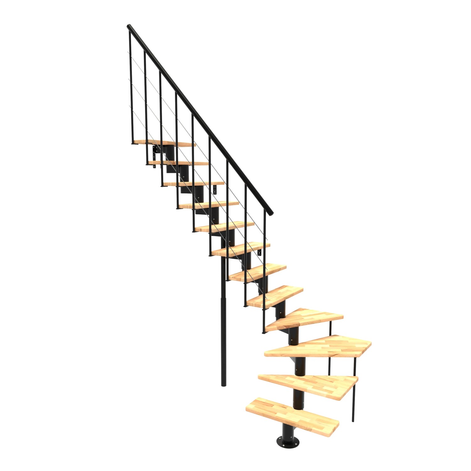 Minka STAIRS Lomené modulové schodiště Comfort Top Turn buk/černá, 312 cm