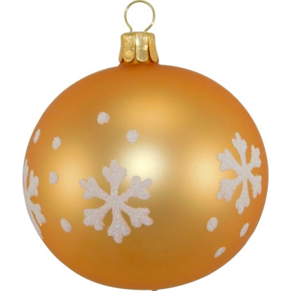 Ornex Vánoční ozdoba skleněná koule s vločkami zlatá matná, 7 cm