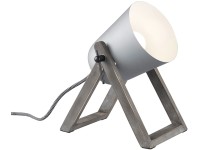 Reality Stolní lampa Marc, kov a dřevo, šedá, 19,5 x 12,5 x 21 cm