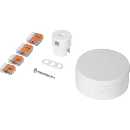 Stropní rozbočovací krabice bílá, pr. 70 mm se svorkami Wago