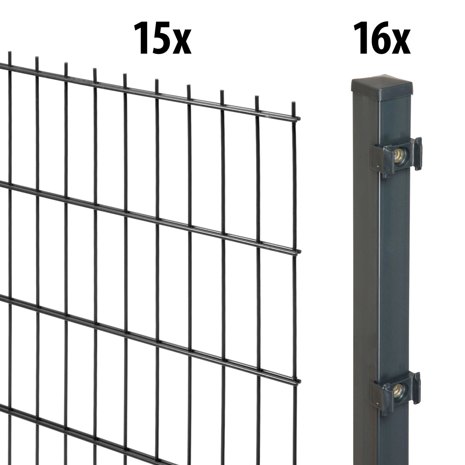 Floraworld Kompletní plotový set 2prut. sl.4×4 zabet., antracit, 143 cm, 30 m
