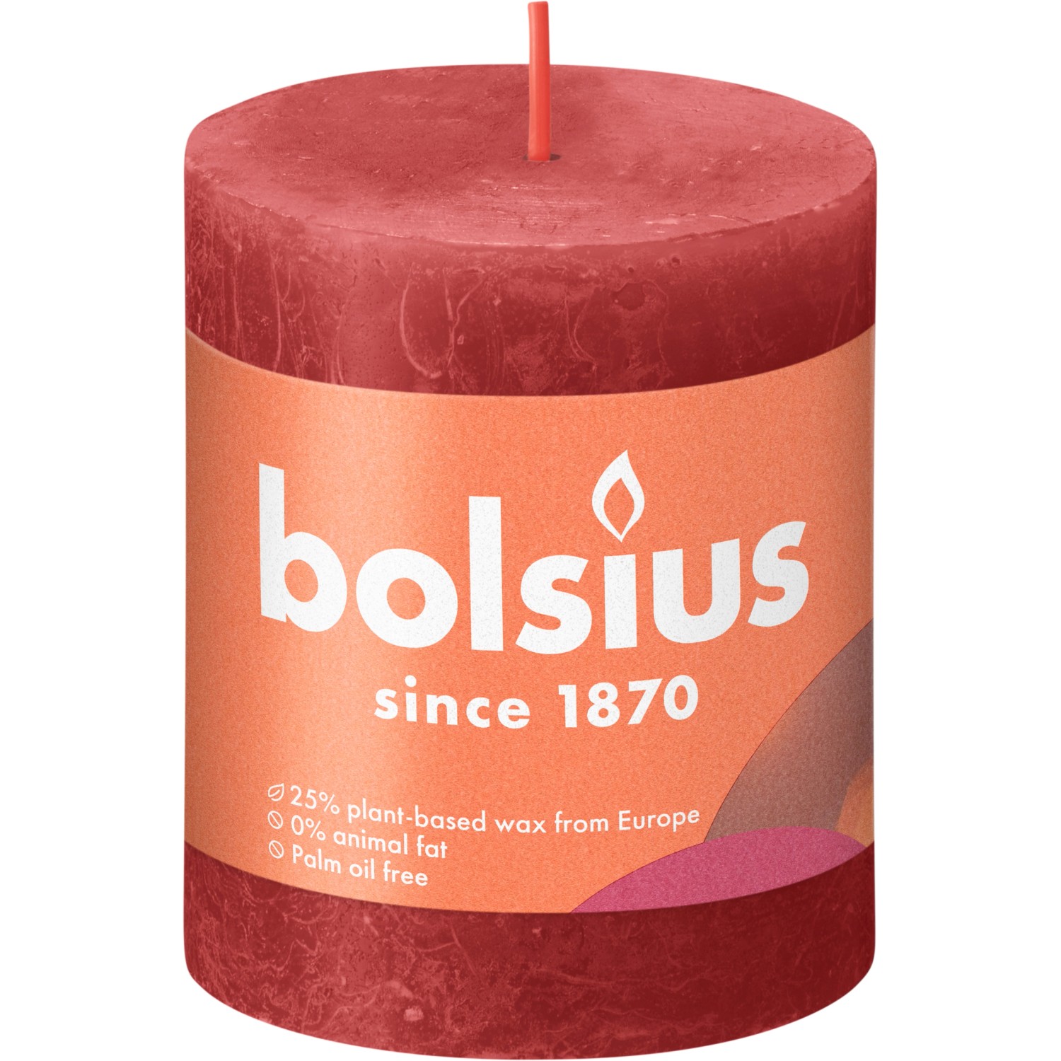 Bolsius Svíčka válcová Rustic Delicate Red 68 x 80 mm