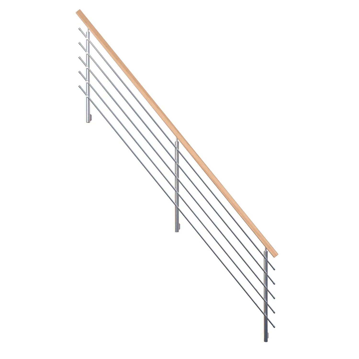 StarWood Nerezové zábradlí Flex s hranatým bukovým madlem 425 cm