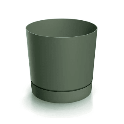 Prosperplast Květináč TUBO P s miskou, borovicově zelená, pr. 17,8 x 17,5 cm