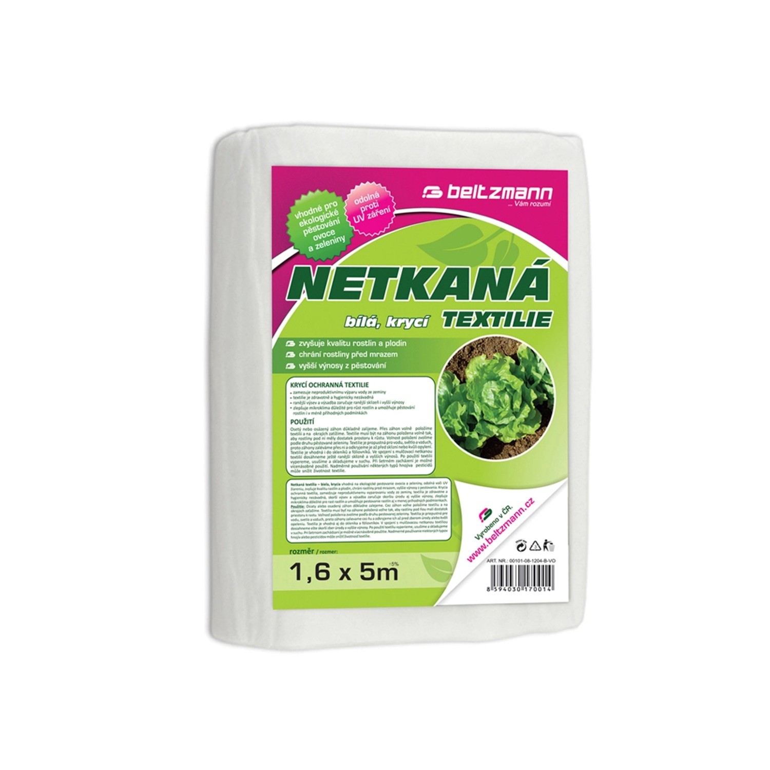 Netkaná textilie krycí bílá 1,6 x 5 m