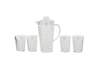 Plastový džbán 2l se sklenicemi s reliéfem Plastový džbán 2l se sklenicemi s reliéfem