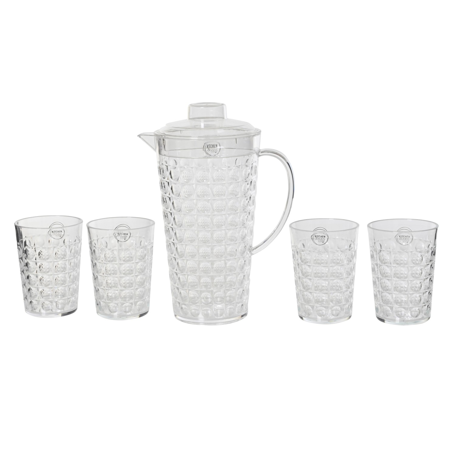 Plastový džbán 2l se sklenicemi s reliéfem