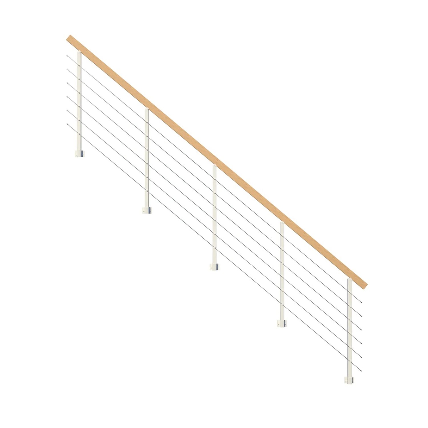 StarWood Kovové zábradlí Kos s hranatým dubovým madlem/bílá 425 cm