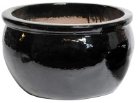 Mega Collections Květináč Glazed Bavaria lesklá černá pr. 47 x 28 cm