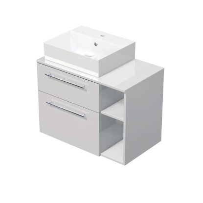 INTEDOOR Koupel.skříň+umyvadlo BEE, úchyt chrom, 80cm, regál vpravo, bílá lesk