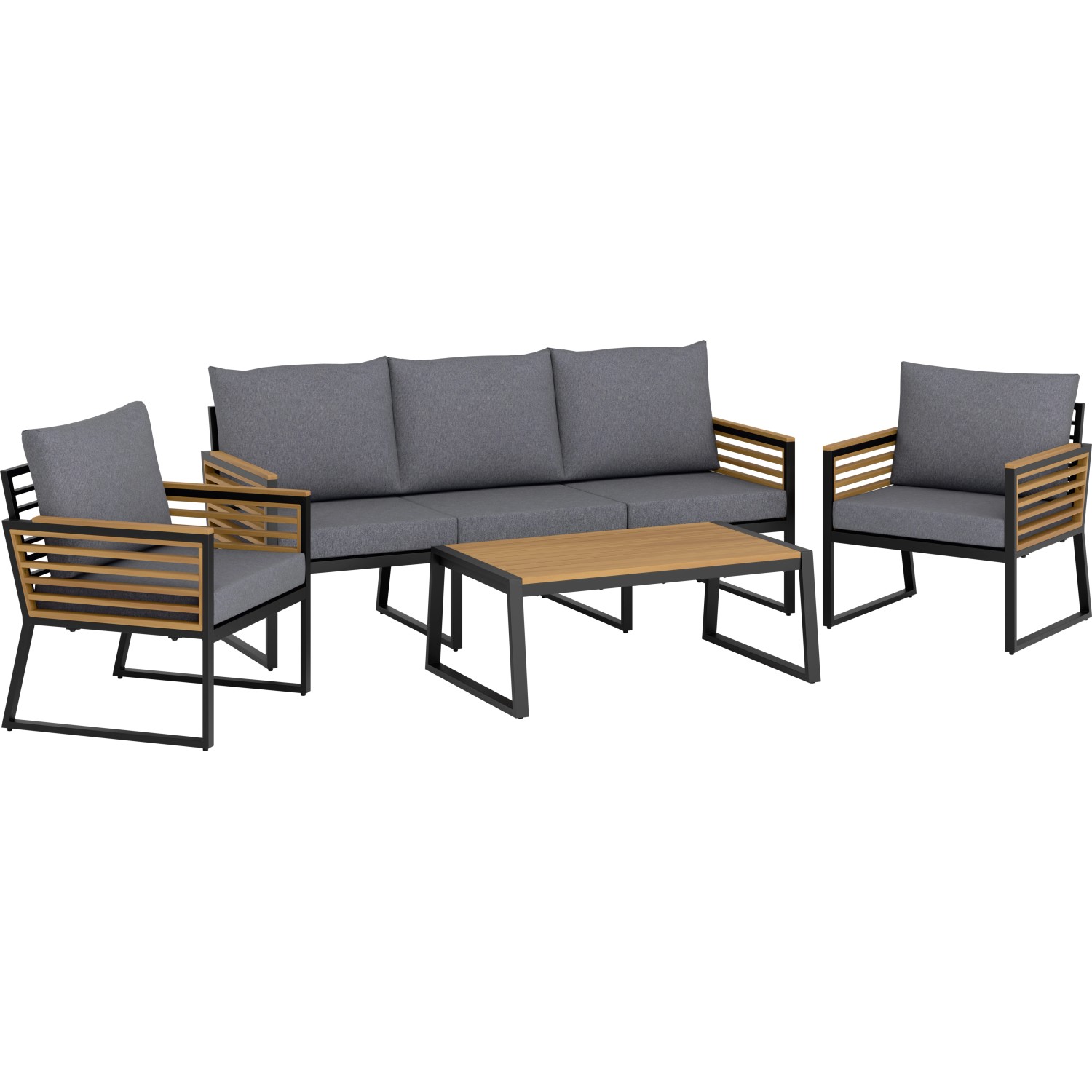 Sestava zahradního nábytku Folkston, hliník/akácie, 4dílná