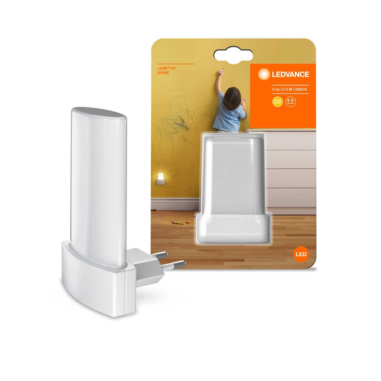 Ledvance LED noční světlo do zásuvky Lunetta SHINE White 0,28W 5lm 3000K