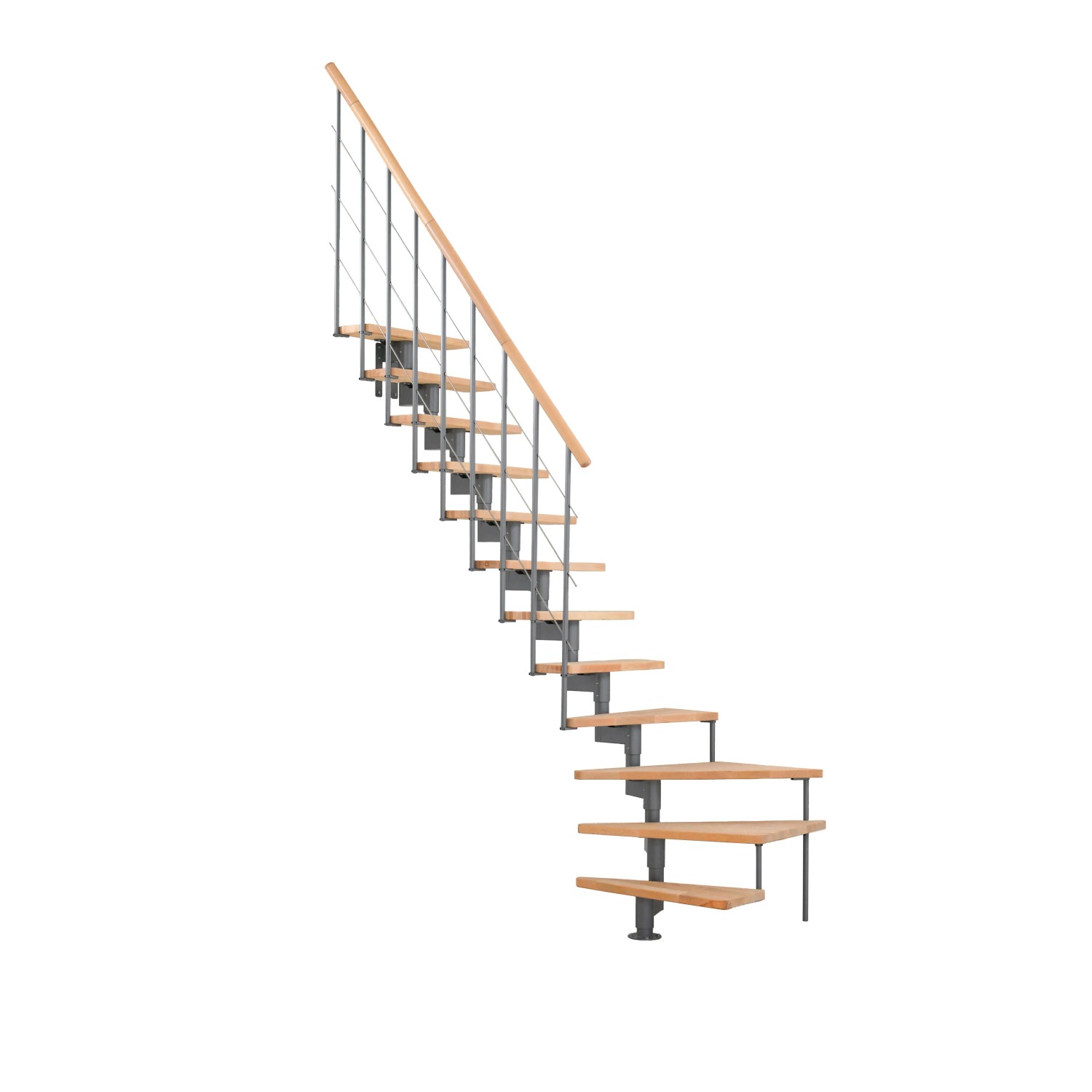 Minka STAIRS Lomené modulové schodiště Style Turn buk/šedá, 304,2 cm
