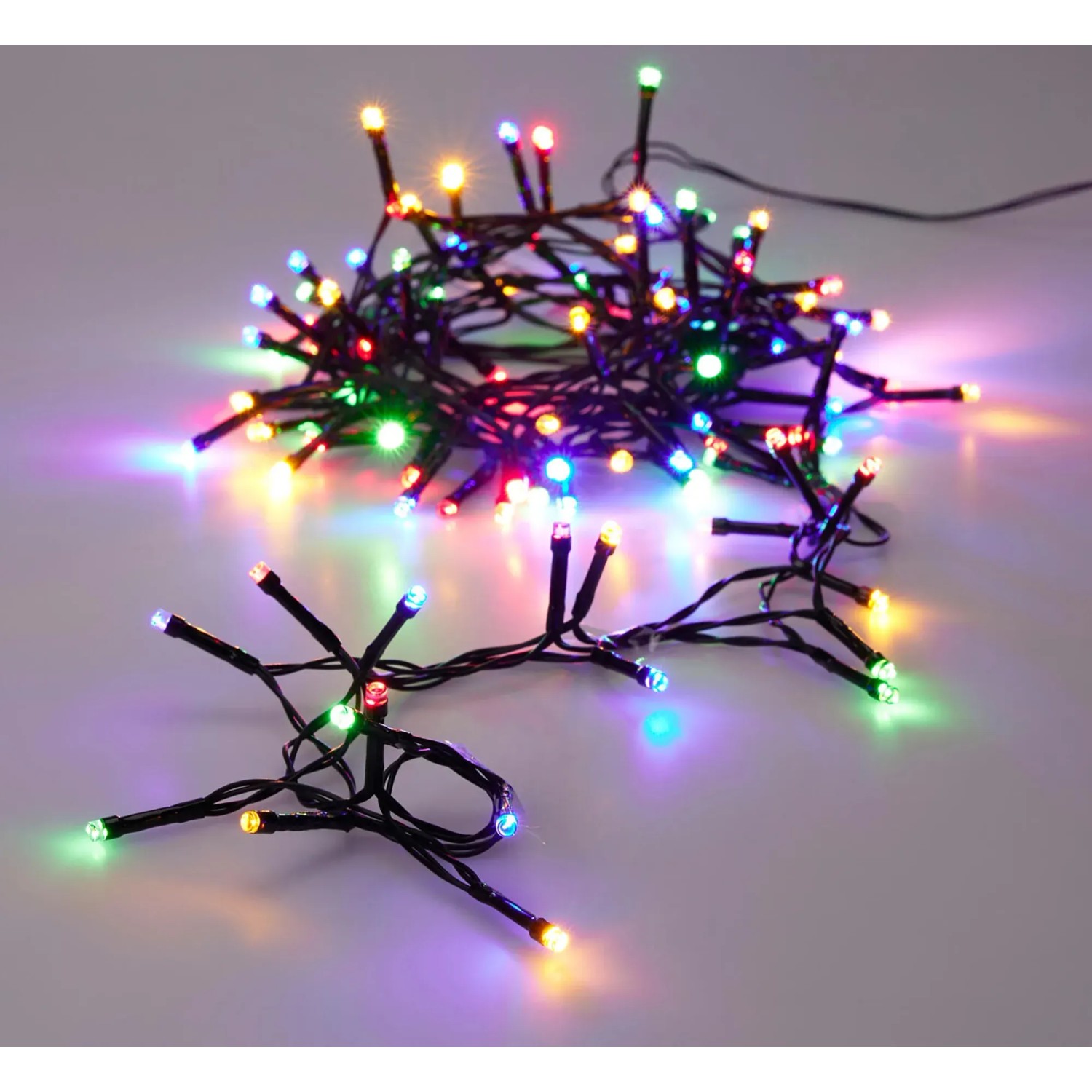 LED světelný řetěz 96 LED teplá bílá/vícebarevná, černý kabel