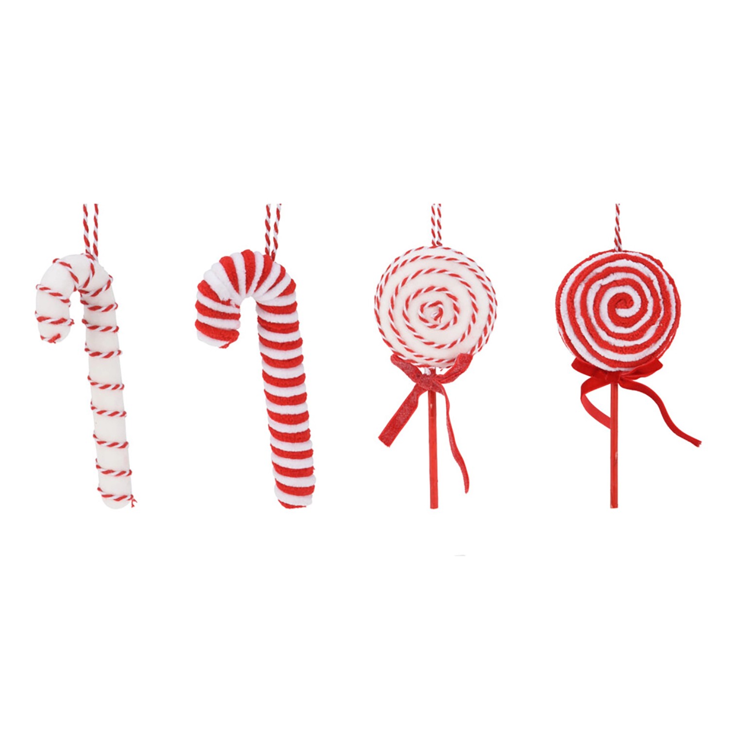 Vánoční dekorace k zavěšení, červeno-bílá, různé druhy