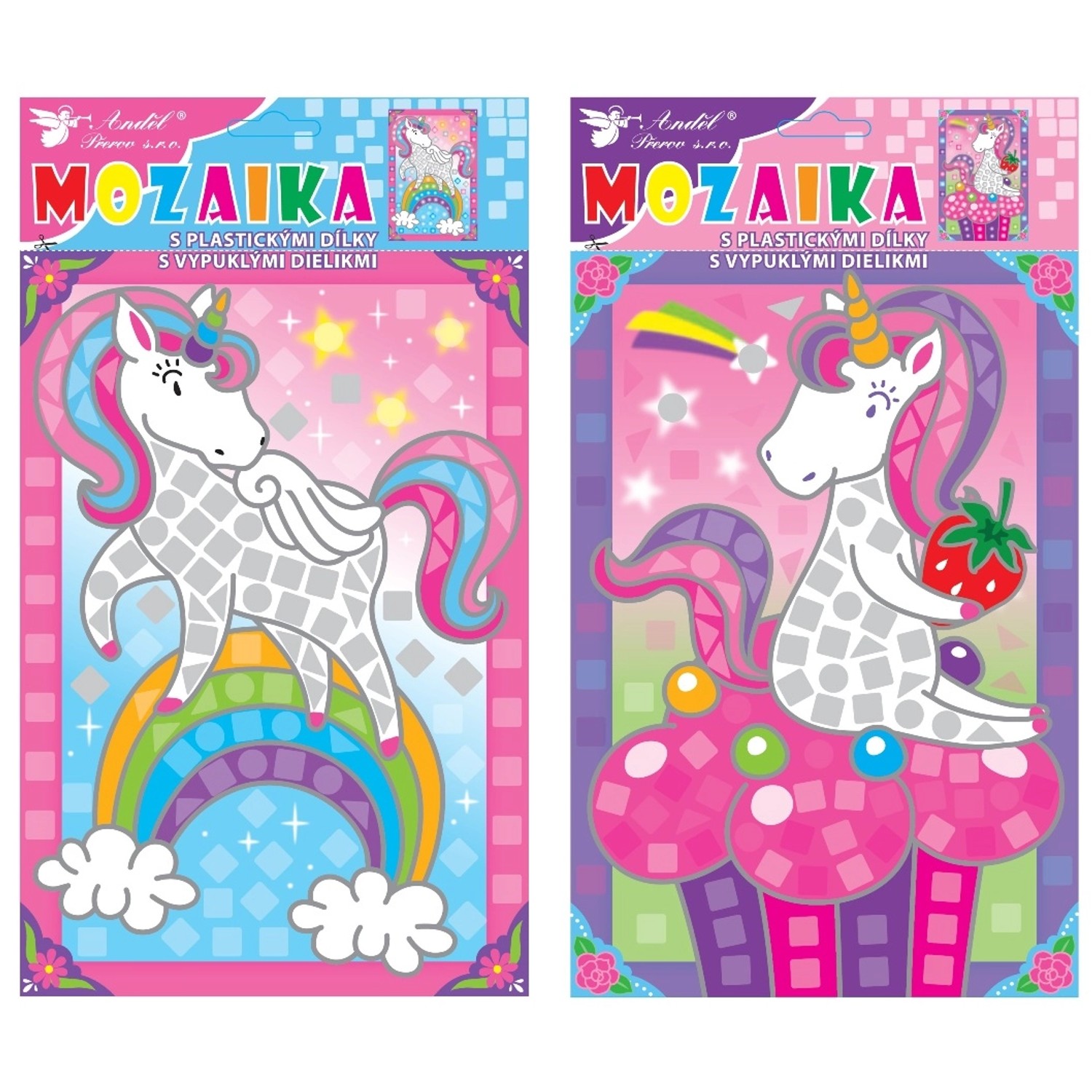 Anděl Přerov Mozaika s prostorovými dílky jednorožec, 17 x 31 cm