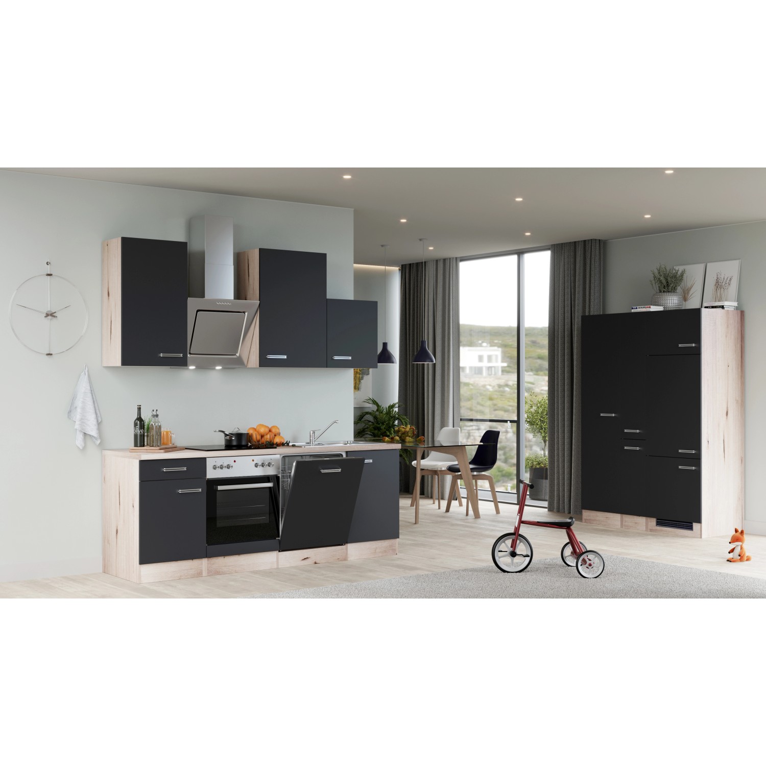 Flex-Well Kuchyně Lara 360 cm/typ 2 - lednice/trouba/varná deska/myčka/digestoř