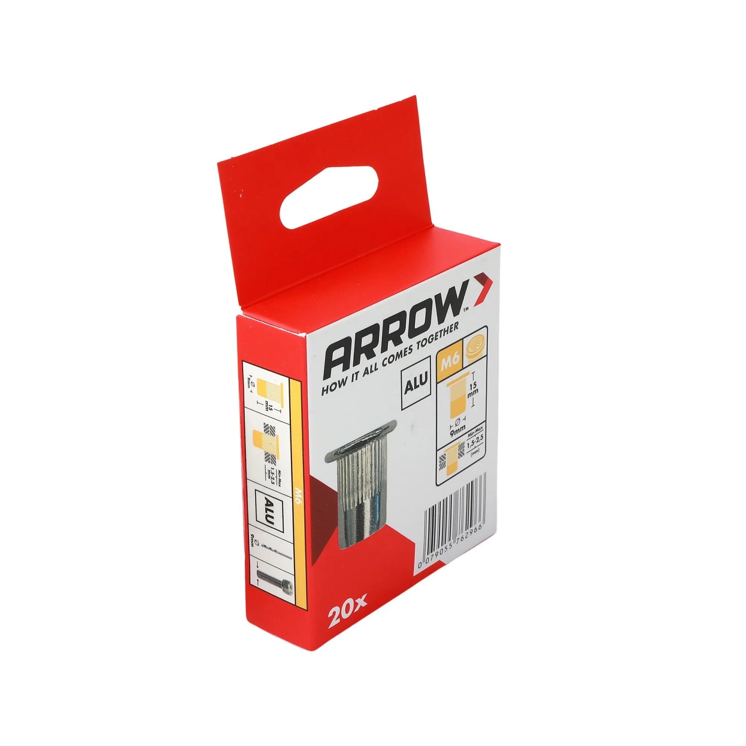 Arrow Nýtovací matice RN M6 hliník, pr. 9 x 15 mm, 20 ks