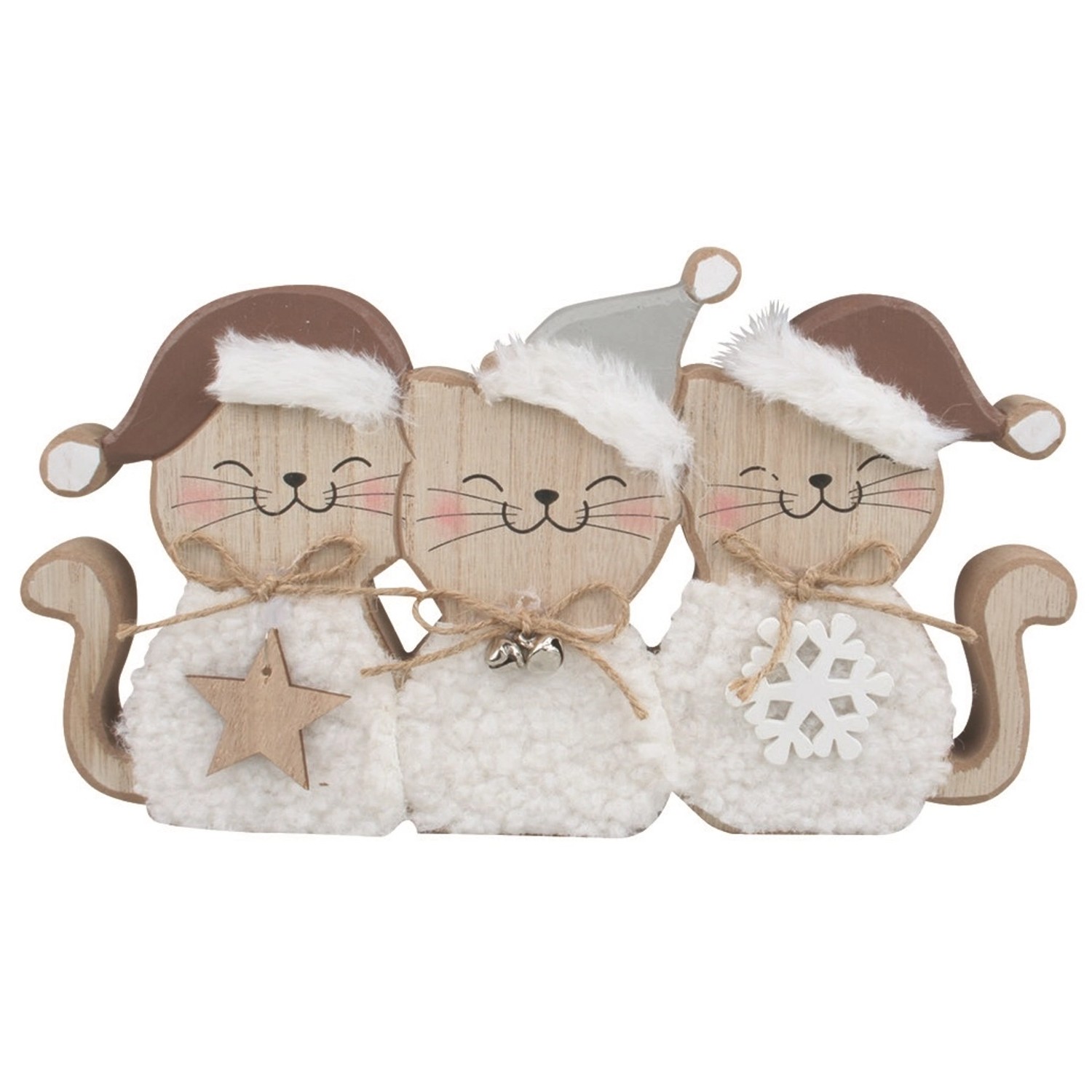 Kočky v hnědých čepicích dřevěné na postavení 25 x 14 x 2,5 cm Anděl Přerov s.r.o.