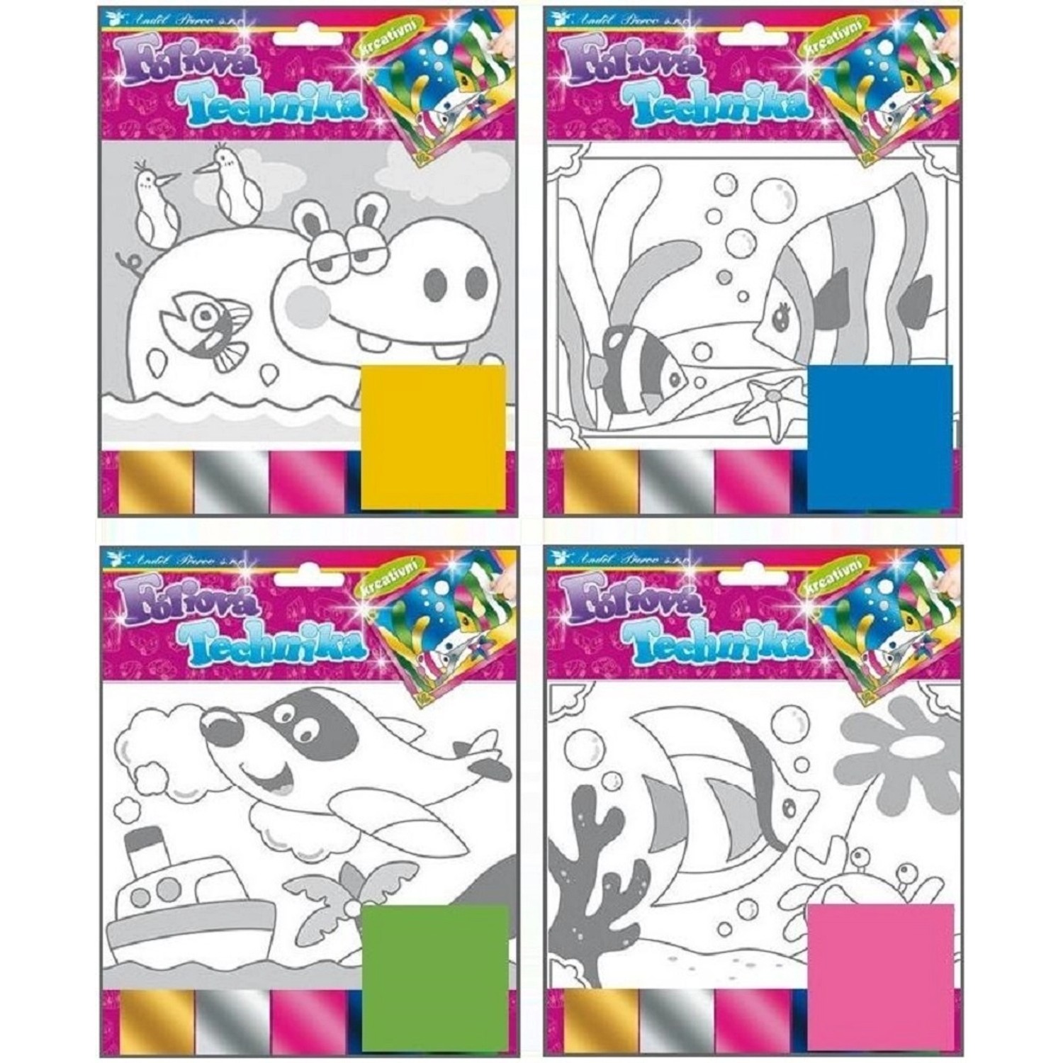 Anděl Přerov Fóliová technika Ryby, hroch, parník 25 x 20 cm