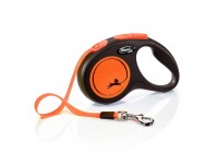 Flexi Páskové samonavíjecí vodítko New Neon, vel. S, 15 kg, oranžová, 5 m