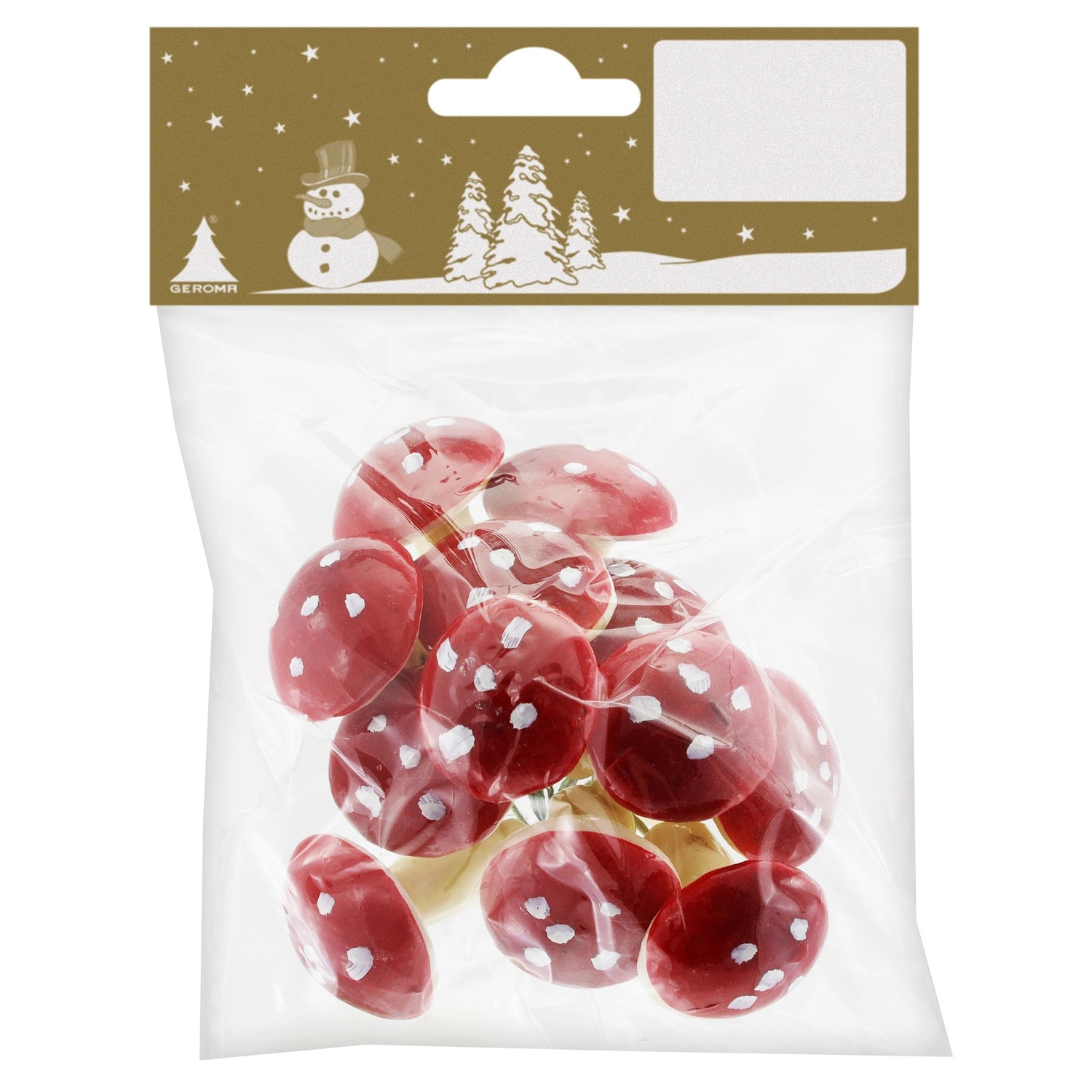 Muchomůrky plastové s drátem, červené, 3 cm, 12 ks