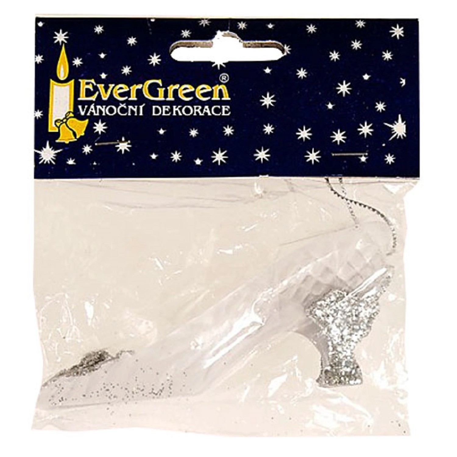 EverGreen Závěsná ozdoba střevíček, modrá+zlaté třpytky, 10 cm