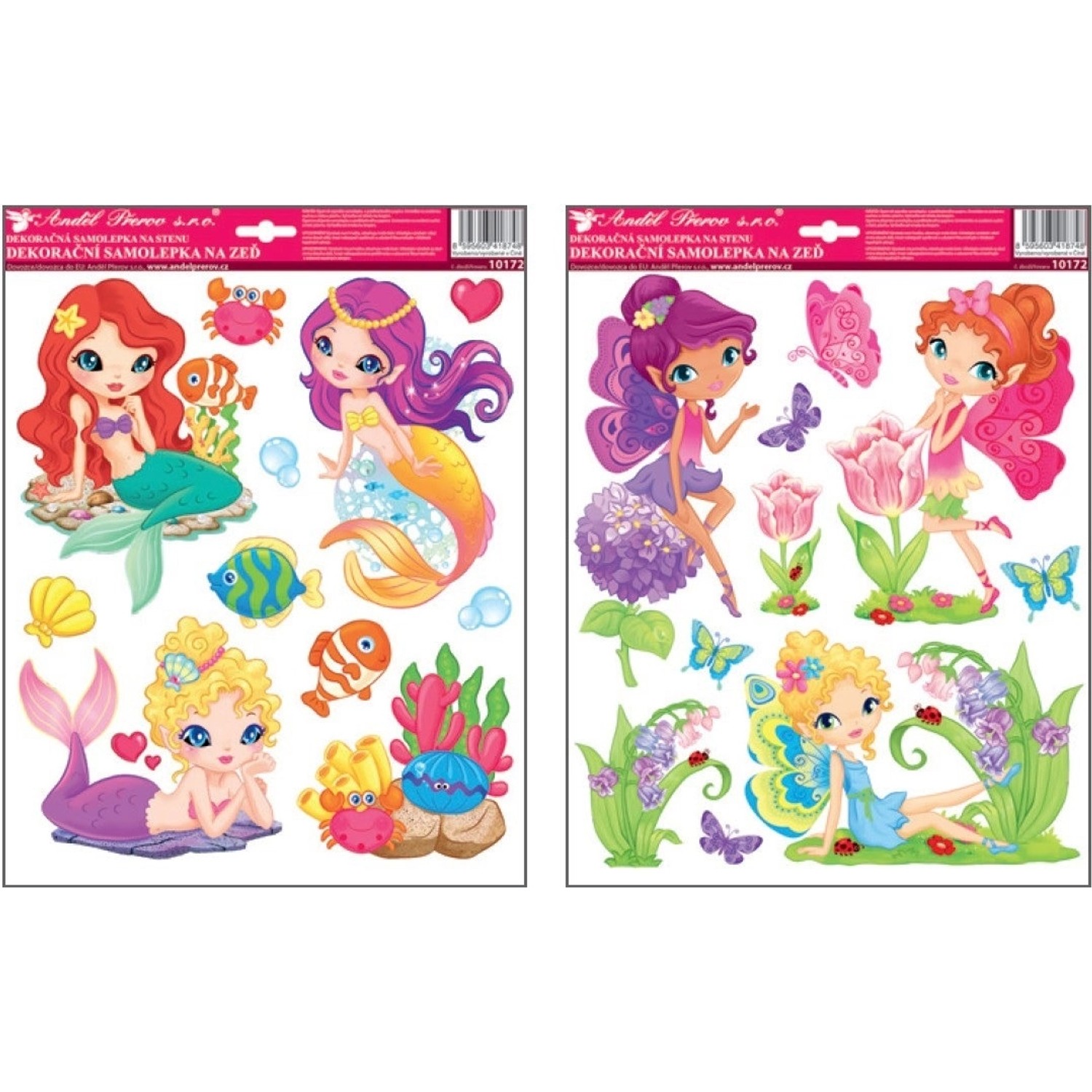 Anděl Přerov Samolepky na zeď víly, mořské panny, mix dekorů, 33 x 29 cm