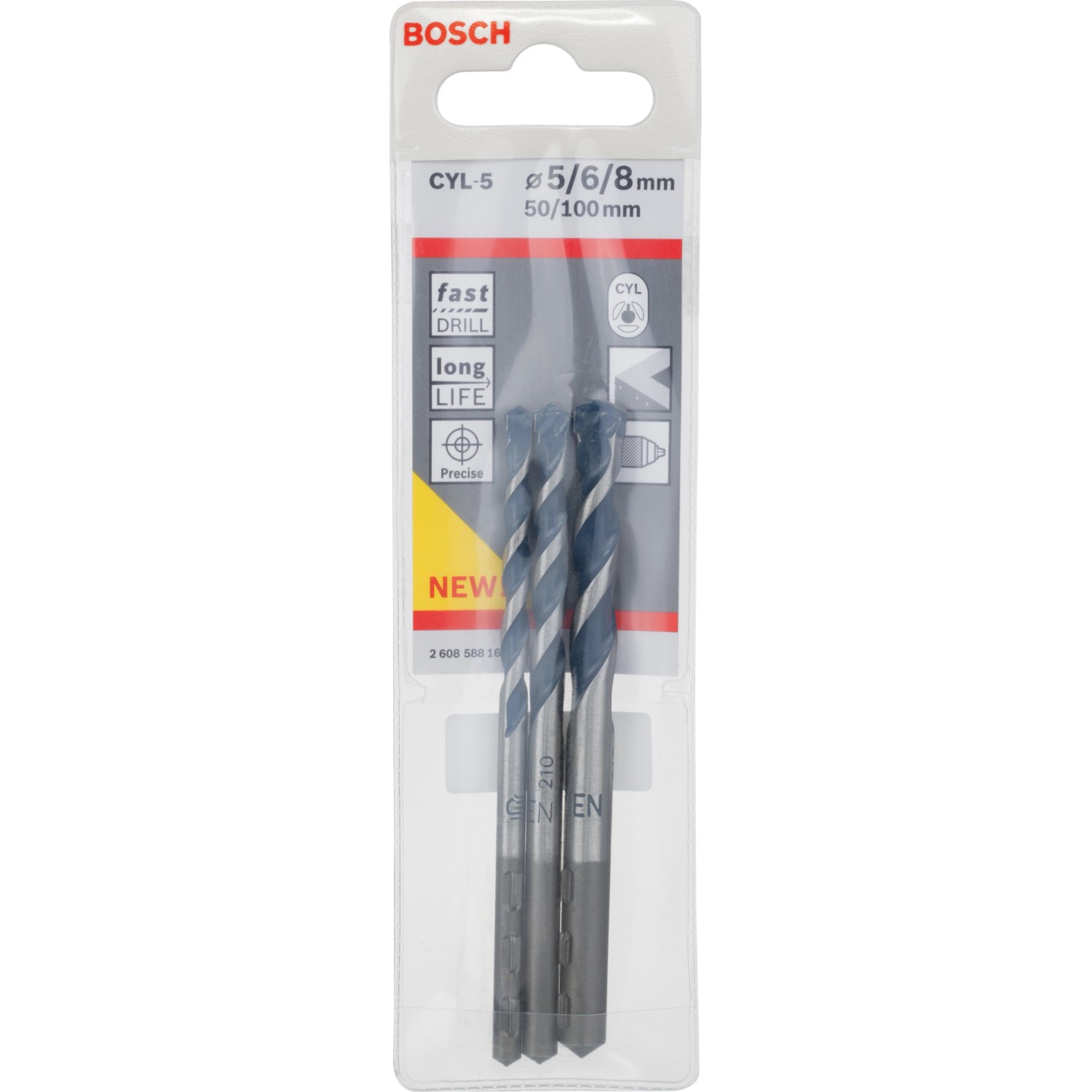 Bosch Sada spirálových vrtáků CYL-5 Robust Line, 3dílná