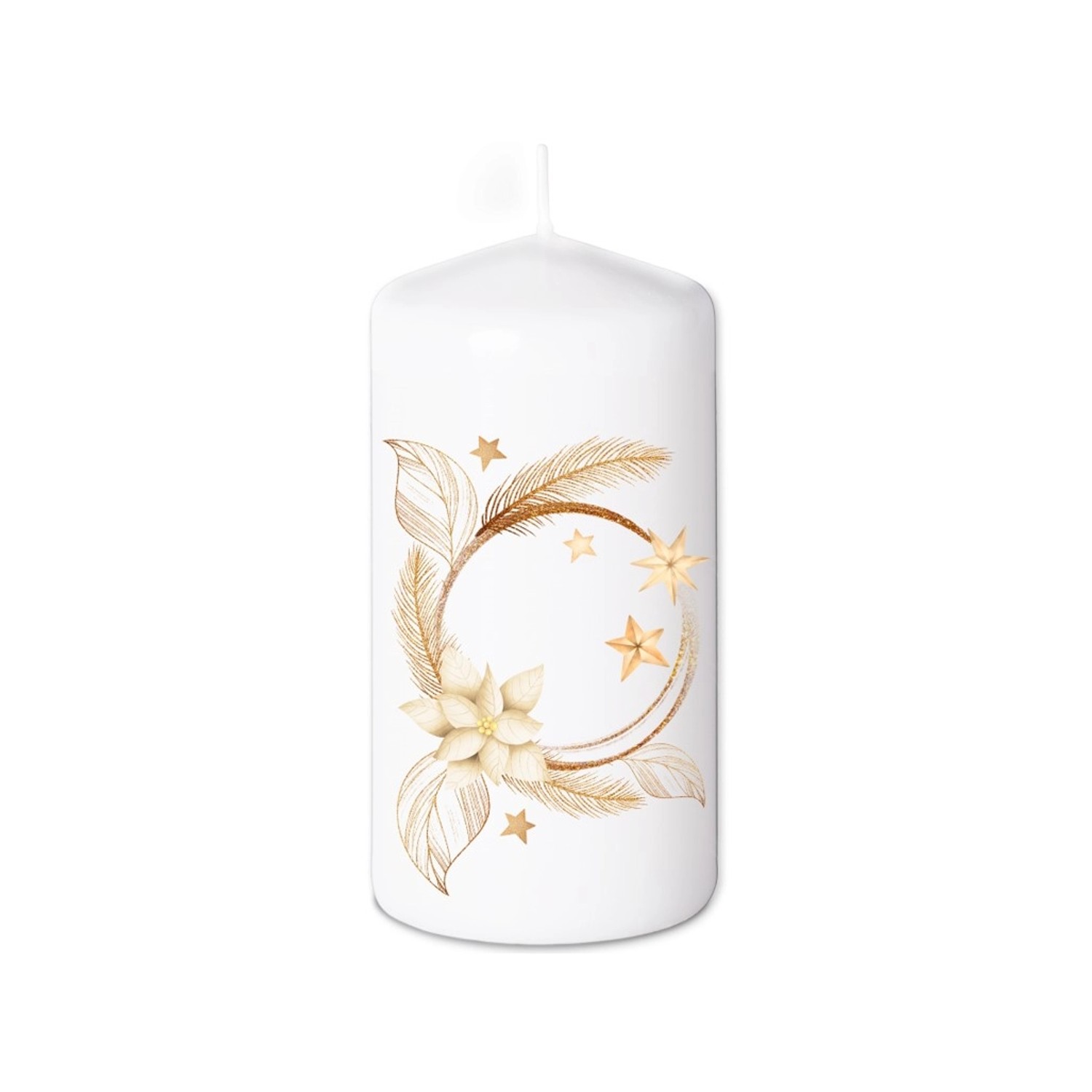 Vánoční válcová svíčka zlatý kruh, pr. 60 x 120 mm