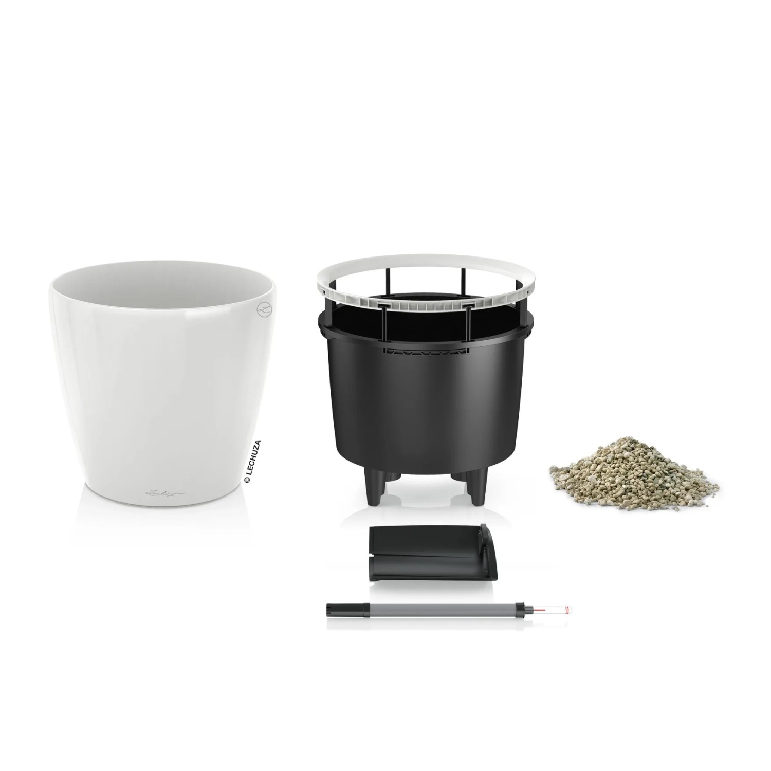 Lechuza Květináč Classico LS 43, bílá vysoce lesklá, pr. 43 x 40 cm