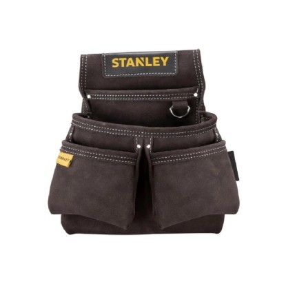 Hnědá brašna na nářadí Stanley pro pracovní opasek s více přihrádkami.