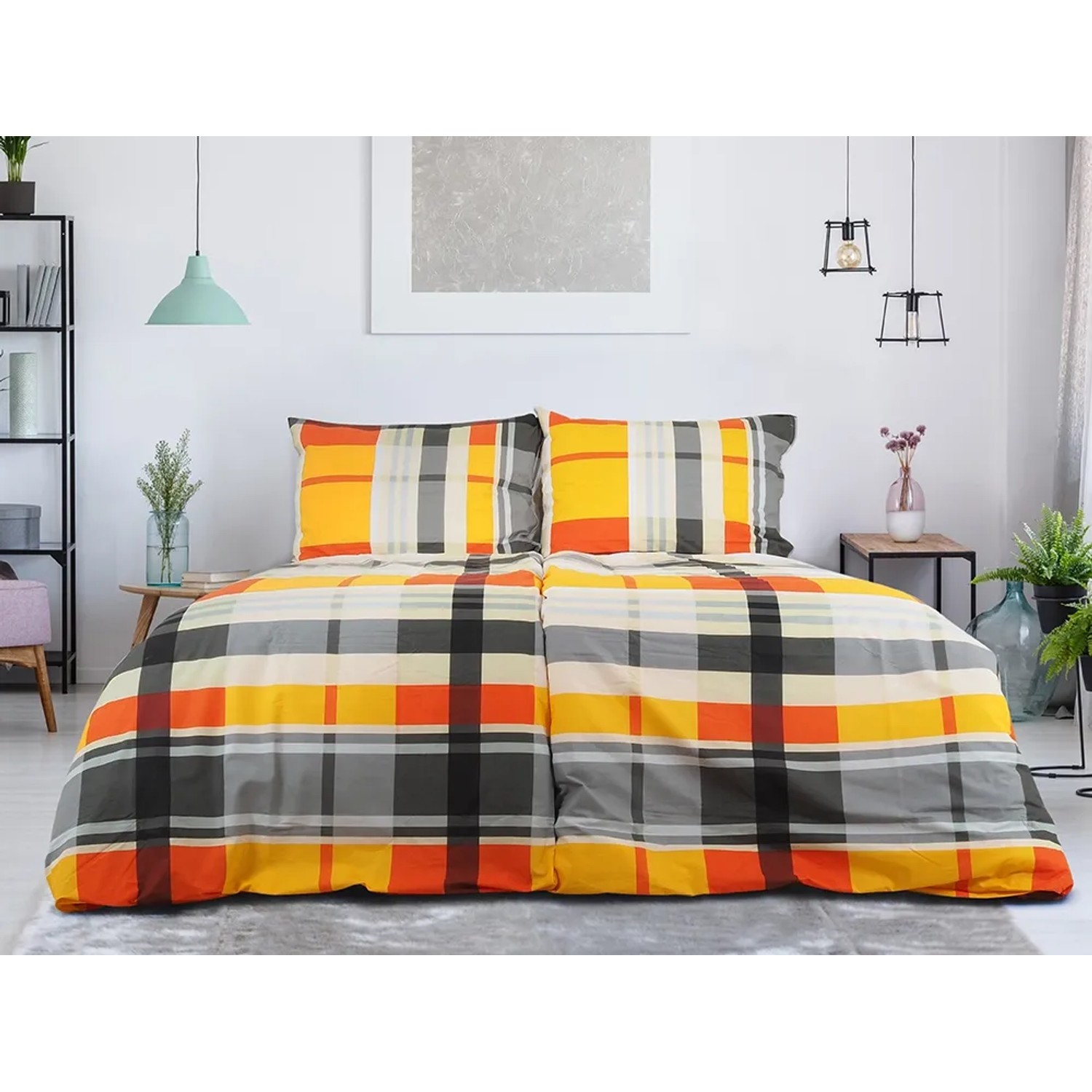 B.E.S. Bavlněné krepové povlečení TOP CLASS Orange Kube 140 x 200/70 x 90 cm