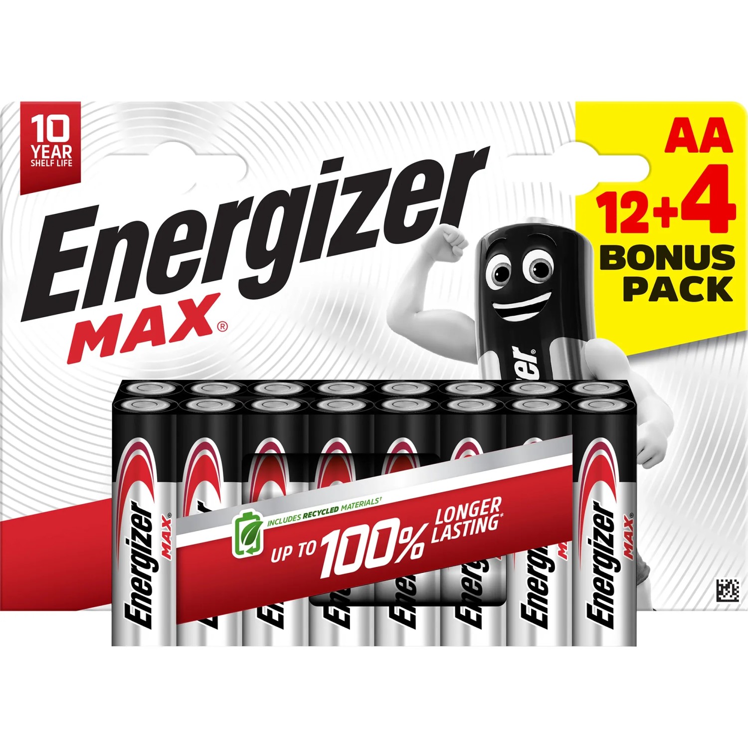 Energizer Alkalické baterie Max AA 1,5V, 12 + 4 ks