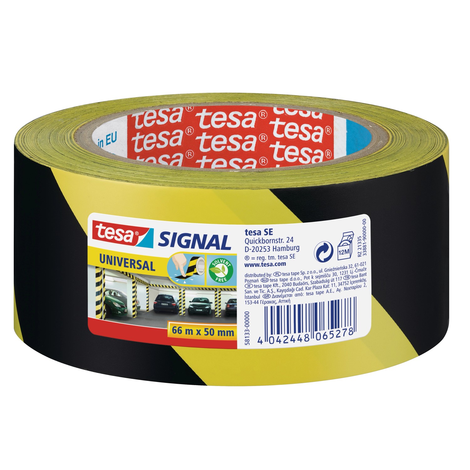 tesa Vyznačovací lepicí páska Signal Universal, žlutá/černá, 66 m x 50 mm