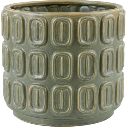 OBI Keramický květináč glazovaný Retro 2 zelený pr. 16 x 14 cm