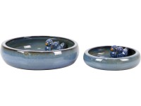 Pítko pro ptáky keramické modré glazované 24 x 5,5 cm