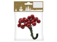 Bobule kulaté s drátem, červeno-zelené, 10 mm, 24 ks