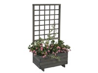 Gaspo Dřevěný truhlík Hellbrunn s treláží, šedá vintage, 68 x 37 x 140 cm