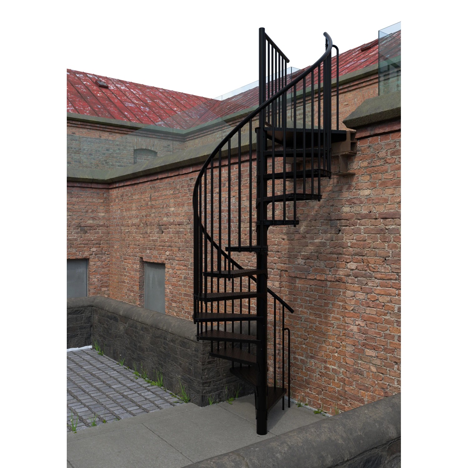 Minka STAIRS Venkovní točité schodiště Rondo Zink Color černé pr. 180 cm