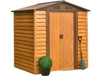 Pergart Plechový domek Frankfurt II 65, vzhled dřeva, 193 x 152 x 203 cm