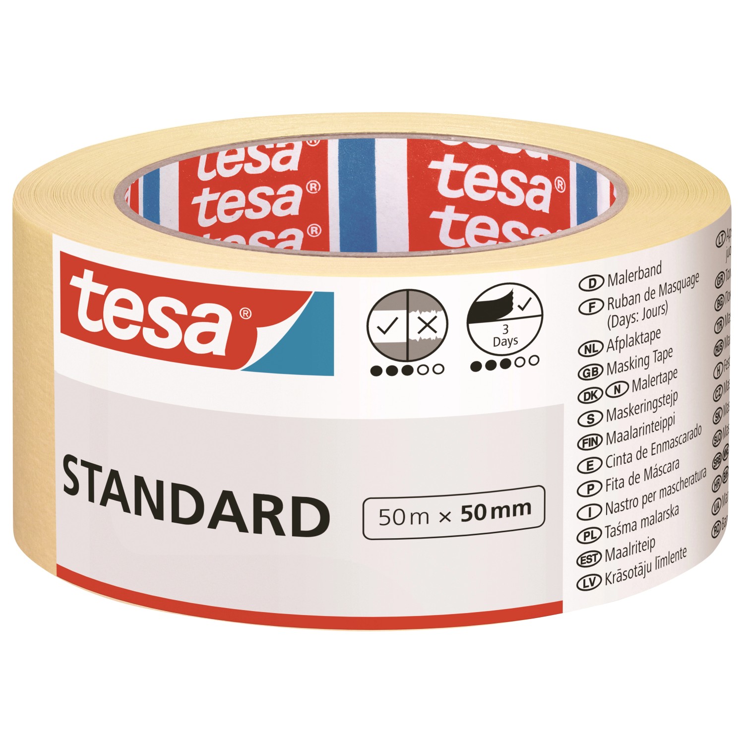 tesa Maskovac� p�ska Standard, ?lut�, 50 m x 50 mm