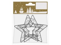 GEROMA Závěsná vánoční dekorace hvězda plastová stříbrná pr. 8 cm, 2 ks