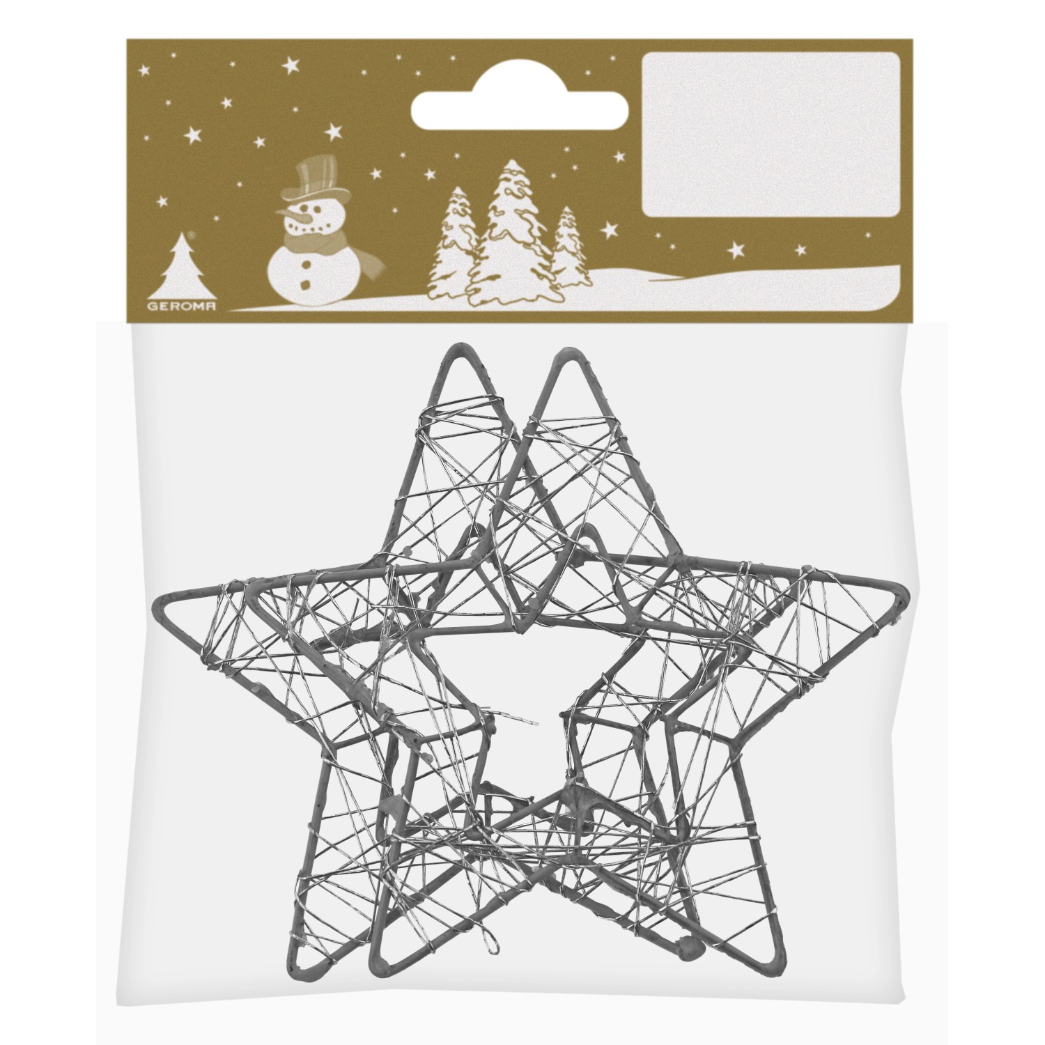 GEROMA Závěsná vánoční dekorace hvězda plastová stříbrná pr. 8 cm, 2 ks