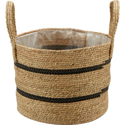 Koš na květiny z mořské trávy, přírodní/černá, pr. 24 cm