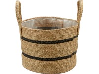 Koš na květiny z mořské trávy, přírodní/černá, pr. 24 cm